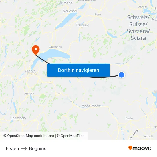 Eisten to Begnins map