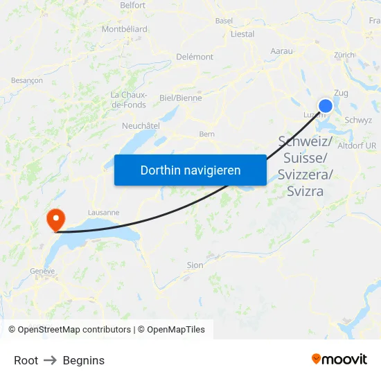 Root to Begnins map