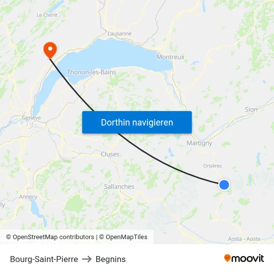 Bourg-Saint-Pierre to Begnins map