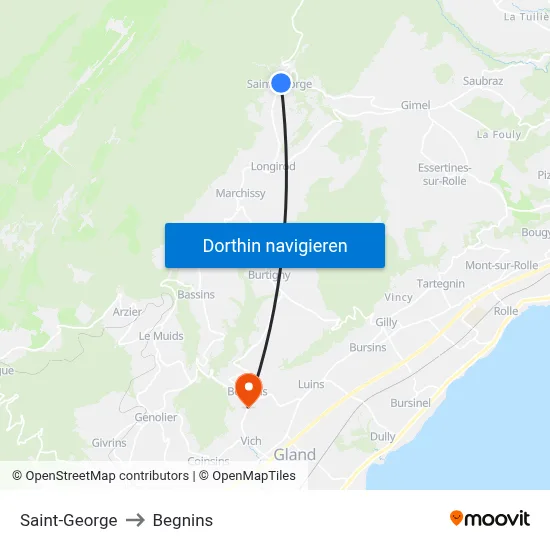 Saint-George to Begnins map