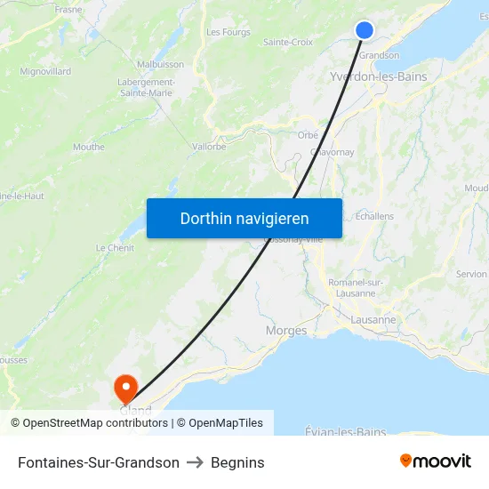 Fontaines-Sur-Grandson to Begnins map