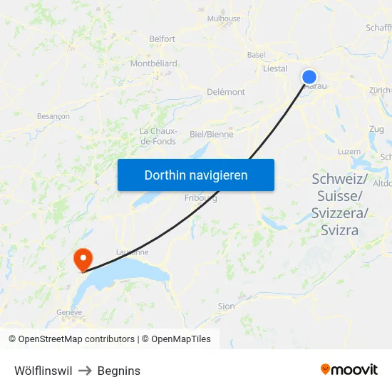 Wölflinswil to Begnins map
