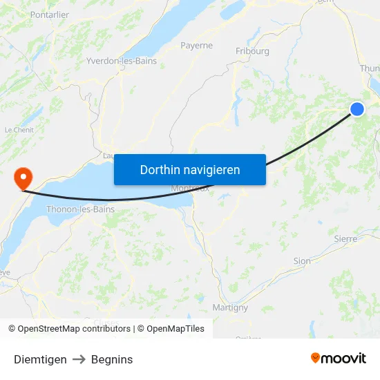Diemtigen to Begnins map