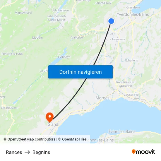 Rances to Begnins map
