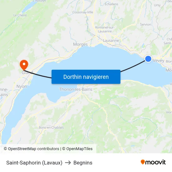 Saint-Saphorin (Lavaux) to Begnins map