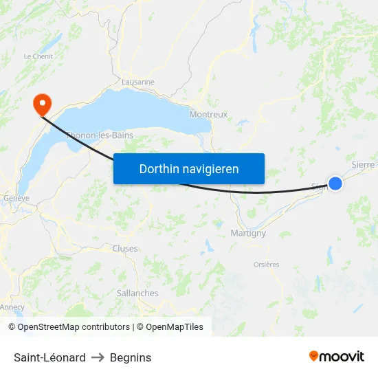Saint-Léonard to Begnins map