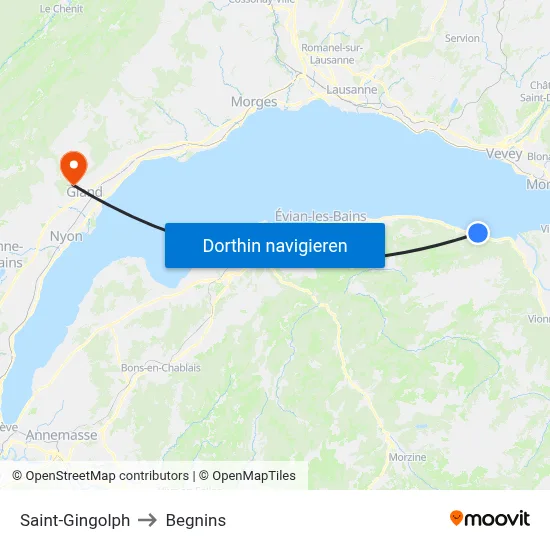 Saint-Gingolph to Begnins map