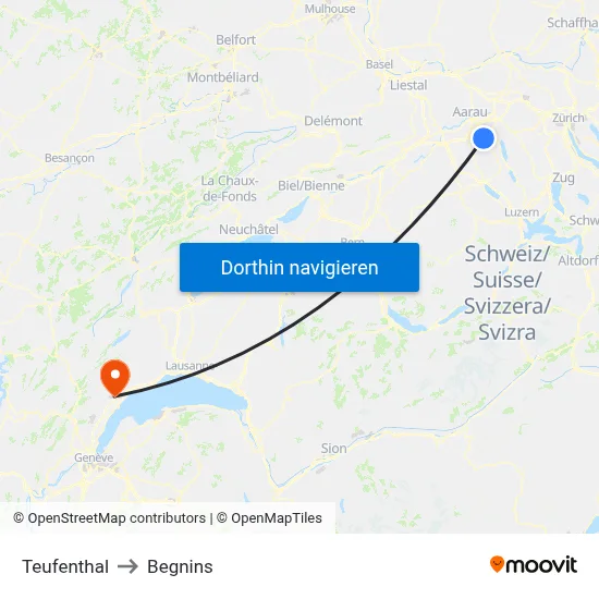 Teufenthal to Begnins map