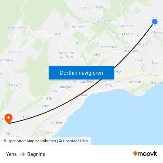 Yens to Begnins map