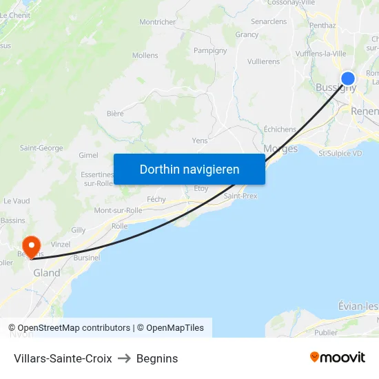 Villars-Sainte-Croix to Begnins map