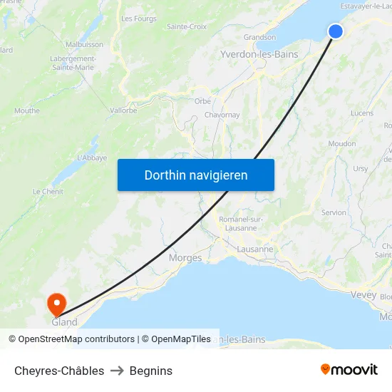 Cheyres-Châbles to Begnins map