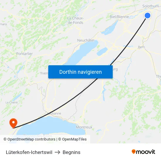 Lüterkofen-Ichertswil to Begnins map