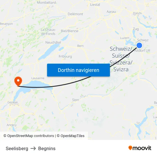 Seelisberg to Begnins map