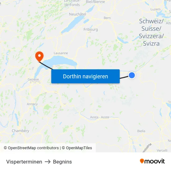 Visperterminen to Begnins map