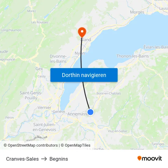 Cranves-Sales to Begnins map