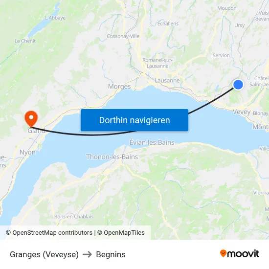 Granges (Veveyse) to Begnins map