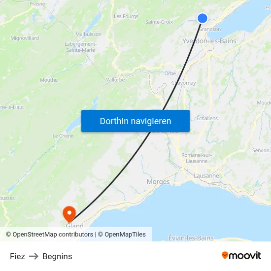 Fiez to Begnins map