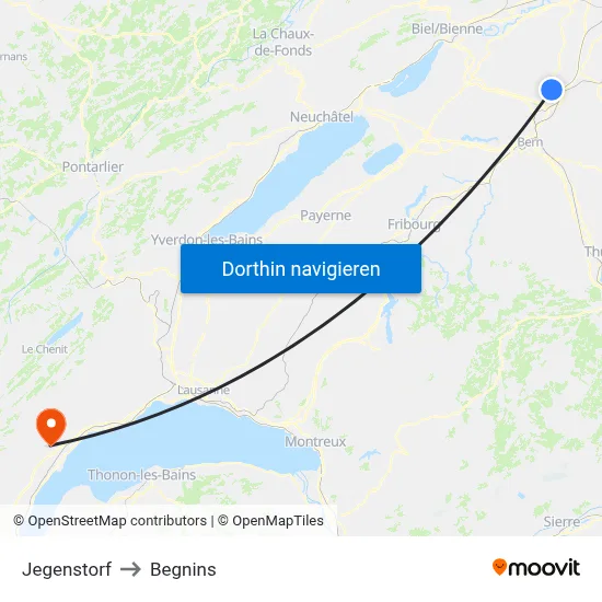 Jegenstorf to Begnins map