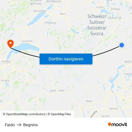Faido to Begnins map