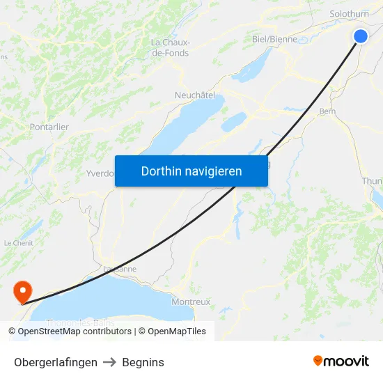 Obergerlafingen to Begnins map