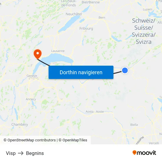 Visp to Begnins map