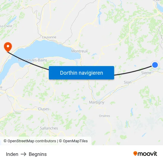 Inden to Begnins map