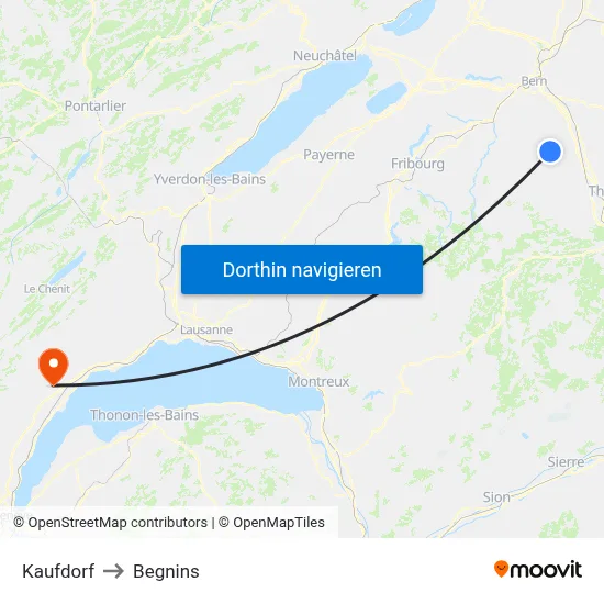 Kaufdorf to Begnins map