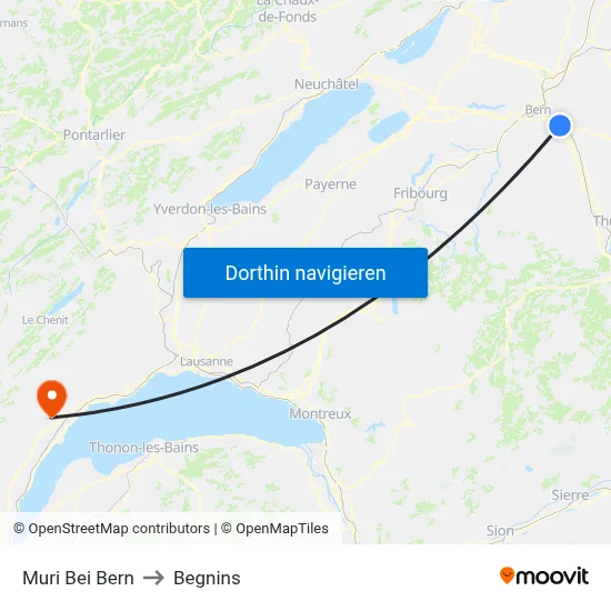 Muri Bei Bern to Begnins map