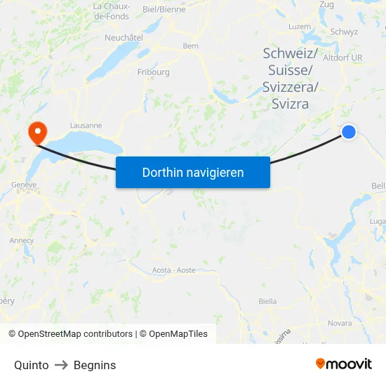 Quinto to Begnins map