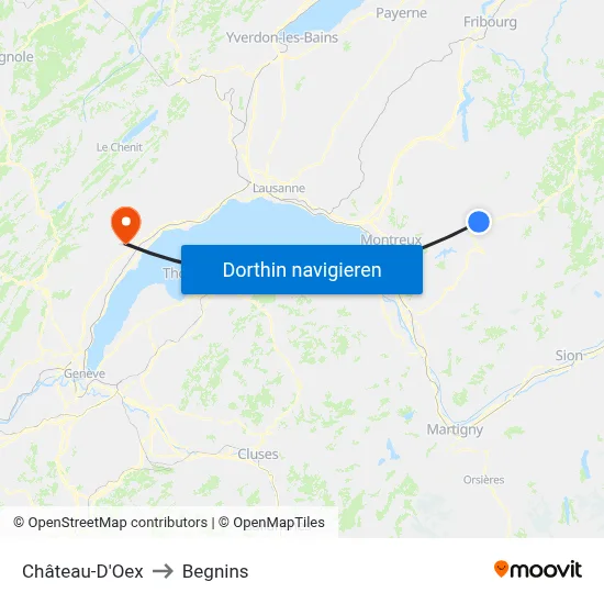 Château-D'Oex to Begnins map