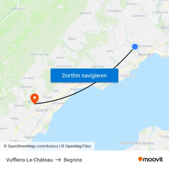 Vufflens-Le-Château to Begnins map