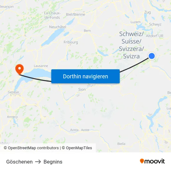 Göschenen to Begnins map