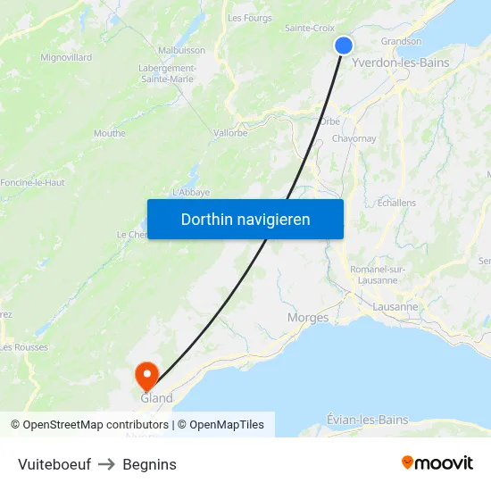 Vuiteboeuf to Begnins map