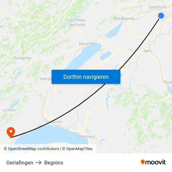 Gerlafingen to Begnins map
