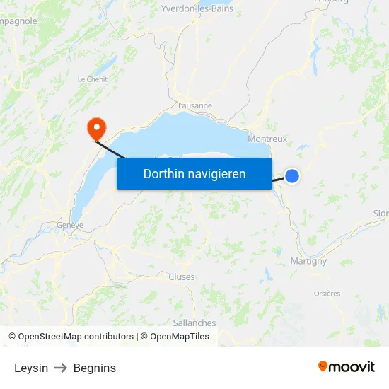 Leysin to Begnins map