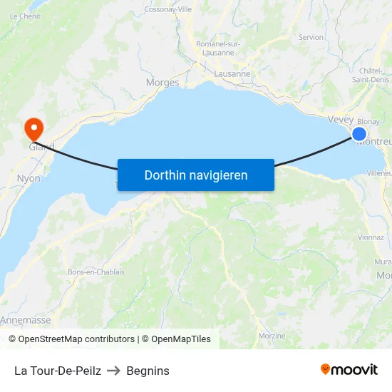 La Tour-De-Peilz to Begnins map