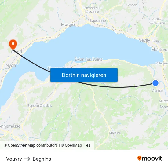 Vouvry to Begnins map