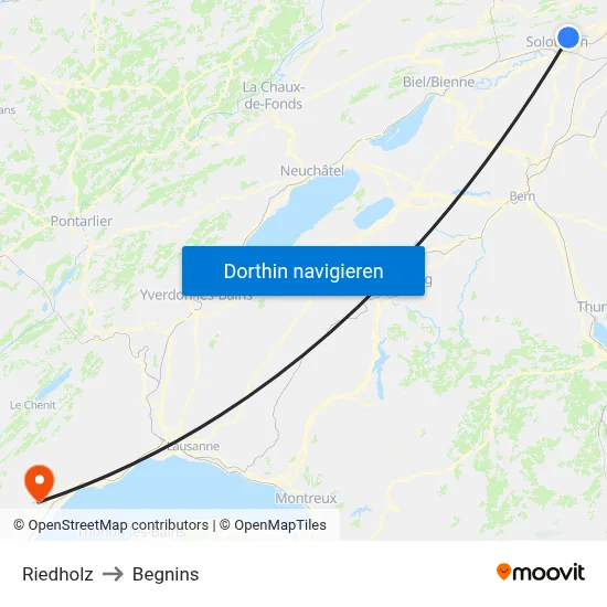 Riedholz to Begnins map