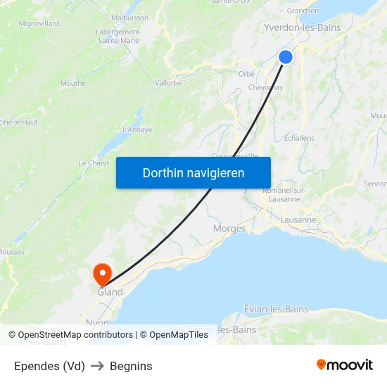 Ependes (Vd) to Begnins map