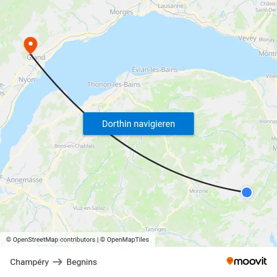 Champéry to Begnins map