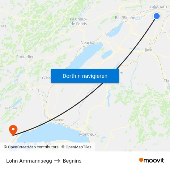 Lohn-Ammannsegg to Begnins map