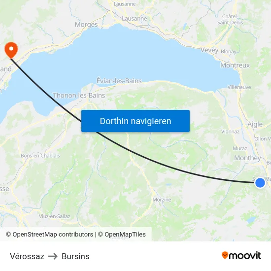 Vérossaz to Bursins map