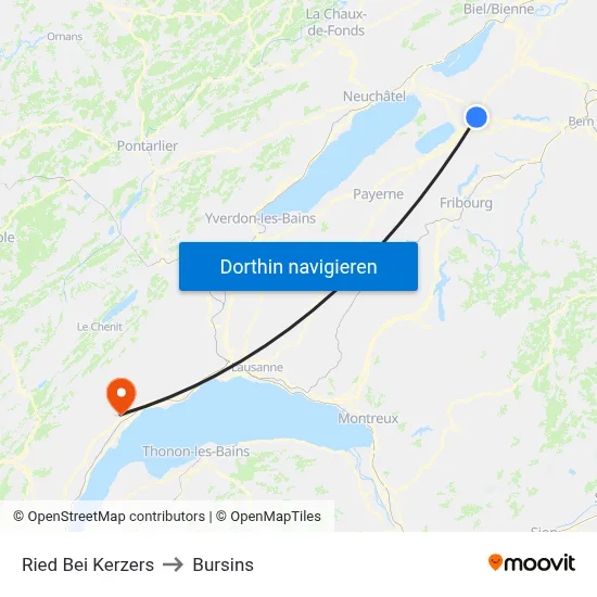 Ried Bei Kerzers to Bursins map