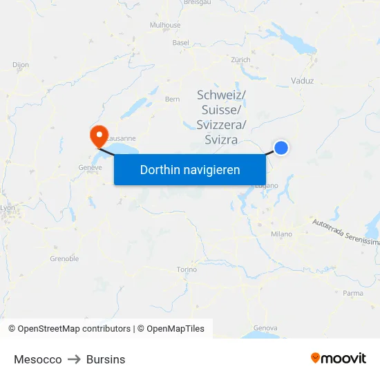 Mesocco to Bursins map