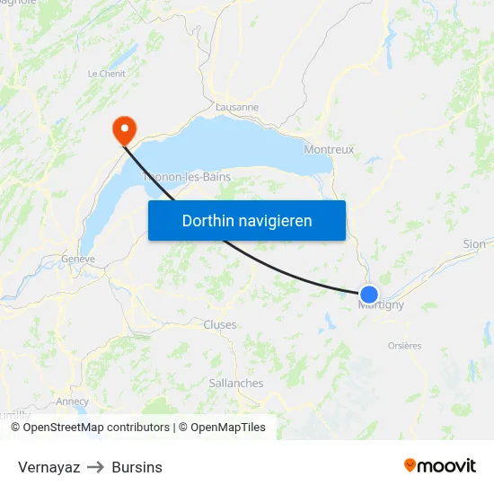 Vernayaz to Bursins map