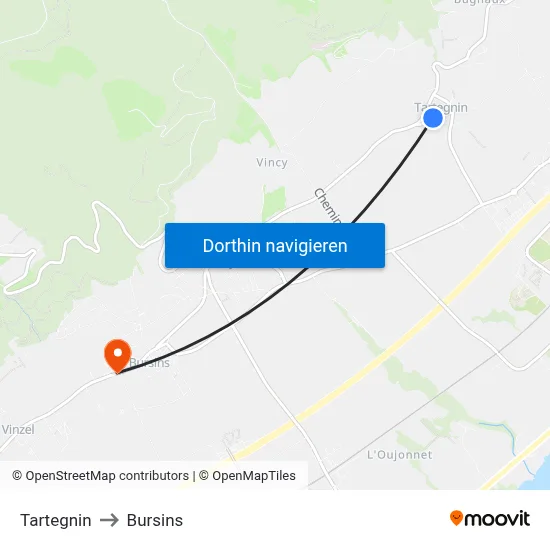 Tartegnin to Bursins map