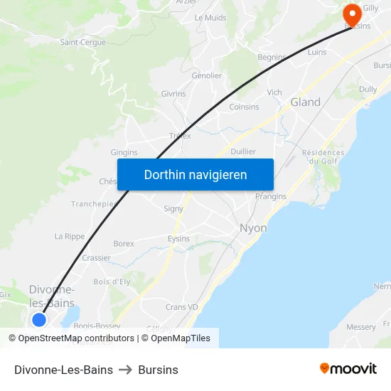 Divonne-Les-Bains to Bursins map