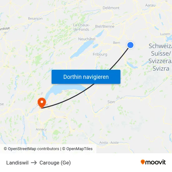 Landiswil to Carouge (Ge) map