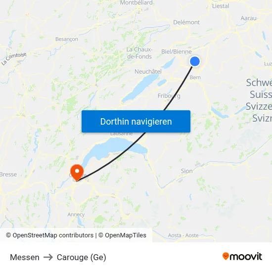 Messen to Carouge (Ge) map