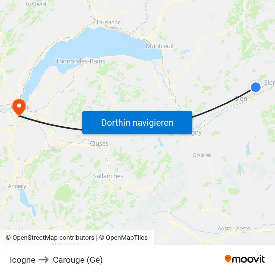 Icogne to Carouge (Ge) map